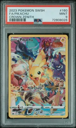 2023 Pokemon Sword and Shield Crown Zenith 160 Full Art/Pikachu PSA MINT 9 - Image 1