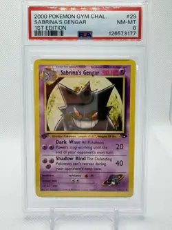 2000 POKEMON GYM CHALLENGE 1ST ED #29 SABRINA'S GENGAR PSA 8 - Image 1