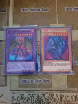 YUGIOH EVIL HERO MALICIOUS EDGE SECRET + MALICIOUS FIEND LCGX SUPER 1ST ED NM - Image 1