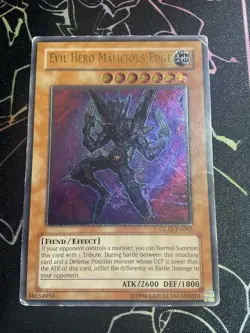 Yugioh - Evil Hero Malicious Edge GLAS-EN003 Ultimate Rare - Image 1