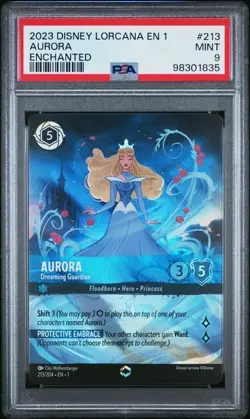 2023 DISNEY LORCANA EN 1-THE FIRST CHAPTER #213 AURORA ENCHANTED PSA 9 - Image 1