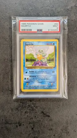 PSA 9 MINT 1999 BASE SET POKEMON SQUIRTLE 63/102 #63 WOTC GRADED CARD - Image 3