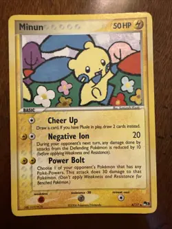 Minun Pokemon TCG “POP Series 3” Rare Holo #4/17 PROMO LP - Image 1