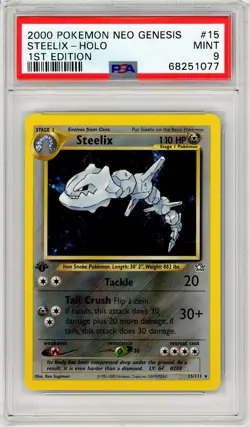 Pokemon Steelix #15 Neo Genesis 1st Edition Holo PSA 9 Mint - Image 1