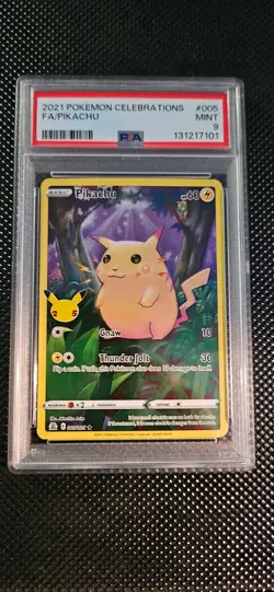 2021 Pokemon SWSH Celebrations Pikachu Full Art Rare Holo #005/025 PSA 9 X2 - Image 1