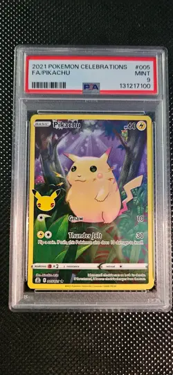 2021 Pokemon SWSH Celebrations Pikachu Full Art Rare Holo #005/025 PSA 9 X2 - Image 2