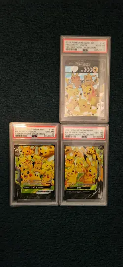 PSA 10 Pikachu V-Union Promo #140-142 Pokemon Celebrations Set Of 3 Sequential - Image 1