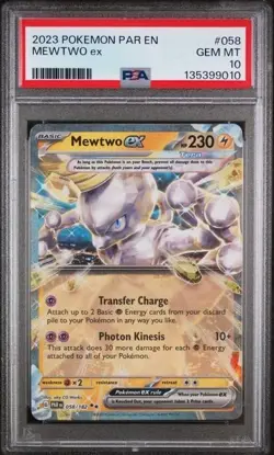 MEWTWO ex #058/182 PSA 10 2023 Pokemon SV Paradox Rift - Image 1