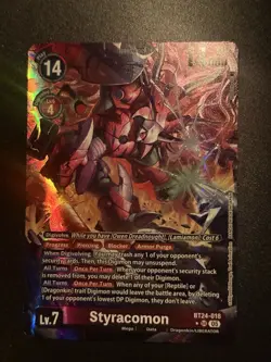 Bandai Styracomon BT24 SR Holo Mega Digimon Card Game Card BT24-018 alt-art - Image 3