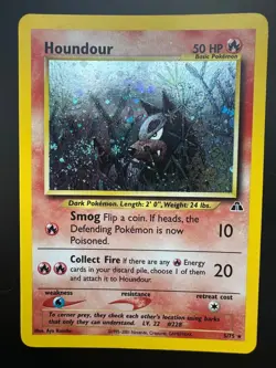 Houndour Neo Discovery Holo Rare Pokemon Card 5/75 WOTC Vintage LP Clean Swirl - Image 1