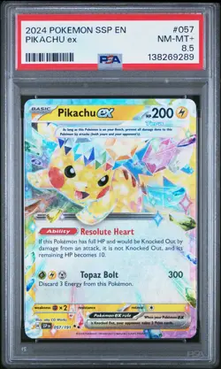 PIKACHU EX 057/191 | PSA 8.5 | SSP EN SURGING SPARKS POKEMON - Image 1