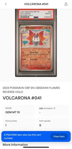 PSA 10 Pokemon Obsidian Flames Volcarona Reverse Holo 041/197 2023 Graded - Image 3