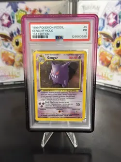 PSA 1 PR 1ST EDITION 1999 Pokemon Fossil Gengar Holo 5/62 Holo Foil WOTC + Guard - Image 1