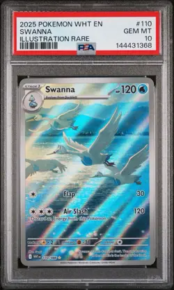 2025 POKEMON WHT EN-WHITE FLARE ILLUSTRATION RARE #110 SWANNA PSA 10 - Image 1