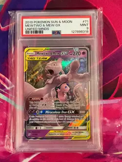 Mewtwo & Mew Gx 71/236 Sun & Moon Unified Minds English PSA Graded 9 Pokemon TCG - Image 1