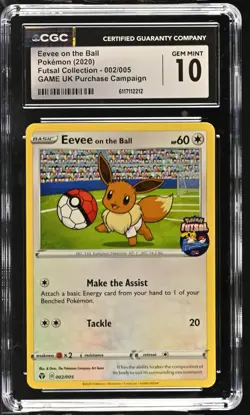 2020 Pokemon Futsal Collection Eevee on the Ball GAME UK 002/005 CGC 10 #002/005 - Image 1