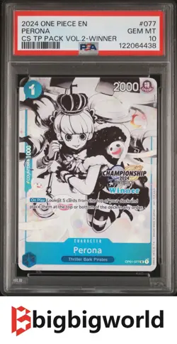 ONE PIECE TCG OP01-077 Perona 2024 ChampionShip WINNER Monochrome PSA10 - Image 1