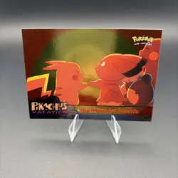 New Friends and Farewells Topps Holo Pikachu's Vacations Pokemon Card Near Mint - Image 1