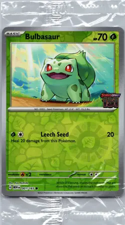 Bulbasaur 151 Stamped Promo Card 001/165 Sealed, Best Buy Exclusive - Image 1