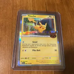 Pikachu Holo 062/193 Trick or Trade BOOster Card 2023 Holo Rare Halloween Stamp - Image 1