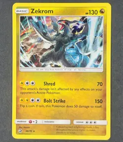 POKEMON Zekrom 46/70 Sun & Moon Dragon Majesty Holo Rare Card - Image 1