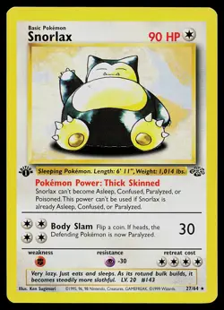 Pokemon Card - Snorlax Jungle 27/64 Rare 1st Edition Non-Holo - Image 1