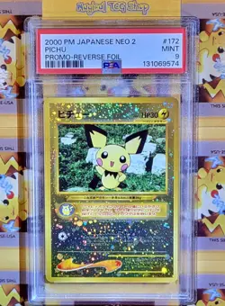 Pokemon Pichu Japanese Neo Premium File 2 Reverse Holo Promo PSA 9 Mint - Image 1