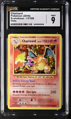 Charizard CGC 9 Pokemon TCG Evolutions 11/108 Holo Rare 2016 - Image 1