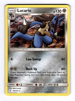 Lucario SM - Unbroken Bonds #126 (2019) Holo NM Pokemon - Image 1
