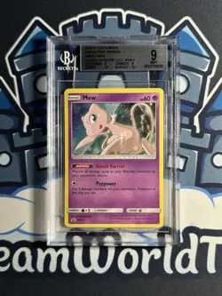 2019 POKEMON SM BLACK STAR PROMO HIDDEN FATES PIN COLL #SM215 MEW-HOLO BGS 9 - Image 1