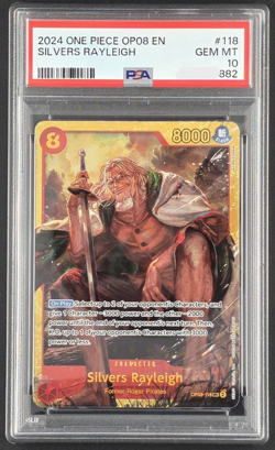 One Piece OP08-118 SEC Silvers Rayleigh PSA10 English - Image 1