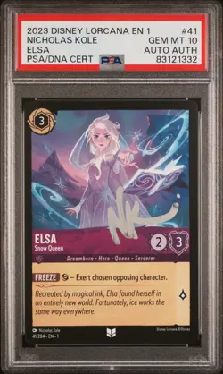PSA 10 Disney Lorcana Elsa Snow Queen 41/204 Signed Auto Nicholas Kole - Image 1
