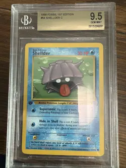 1999 POKEMON FOSSIL 1ST EDITION #54 SHELLDER Beckett Grading Services GEM MT 9.5 - Image 1
