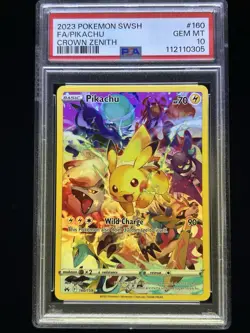 Pokemon Pikachu 160/159 Crown Zenith Secret Rare Full Art Holo PSA 10 - Image 1