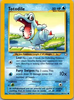 Pokemon TCG Totodile 80/111 Neo Genesis LP - Image 1