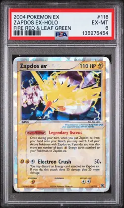 2004 POKEMON EX FIRE RED & LEAF GREEN #116 ZAPDOS EX-HOLO PSA 6 - Image 1