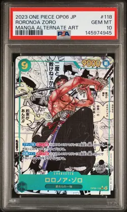 2023 ONE PIECE JPN WINGS OF THE CAPTAIN MANGA ALT ART RORONOA ZORO PSA 10 - Image 1