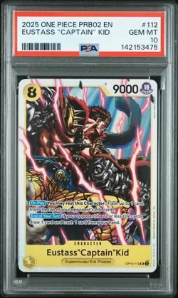 Eustass "Captain" Kid PSA 10 Super Rare One Piece PRB02 #112 - Image 1