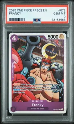 Franky PSA 10 Super Rare One Piece PRB02 #072 - Image 1
