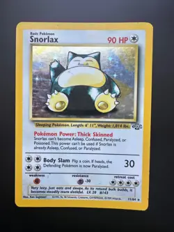 Pokemon TCG Snorlax Jungle Holo Card 11/64 Unlimited Rare LP - Image 1