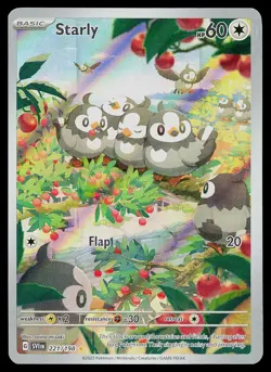 Pokemon Card - Starly Scarlet & Violet Base Set 221/198 Holo Illustration Rare - Image 1