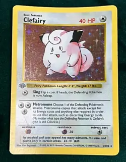 Base Set 1st Edition Shadowless Clefairy 5/102 - Rare Holo Card - Image 1