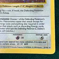 Base Set 1st Edition Shadowless Clefairy 5/102 - Rare Holo Card - Image 3