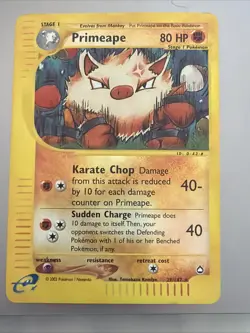 Pokemon TCG Primeape Reverse Holo Rare Card Aquapolis 29/147 - Image 1