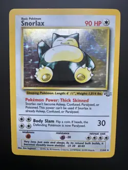 Pokemon TCG Snorlax Jungle Holo Card 11/64 Unlimited Rare LP - Image 1