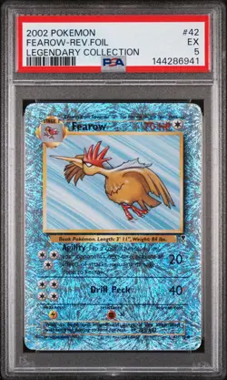 2002 POKEMON LEGENDARY COLLECTION #42 FEAROW-REVERSE FOIL PSA 5 - Image 1