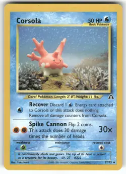 Corsola Neo Discovery Uncommon Pokemon Near Mint or Better - Image 1