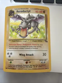 Pokemon Aerodactyl Wing Attack Base Set 1/62 Holo 1999 60 HP - Image 1