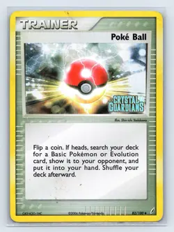 Pokemon Poke Ball 82/100 Reverse Holo / EX Crystal Guardians STAMP - Image 1