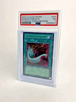2003 YuGiOh Promo 003 Harpie’s Feather Duster Stairway to Destined Duel PSA 7 NM - Image 1
